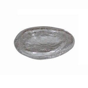 Farfurie Pillow Crackled din sticlă transparentă cu formă neregulată și efect de gheață, ideală pentru plating gourmet.