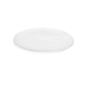 Farfurie întinsă PEARL IVORY Espiel din porțelan alb ivoire, 25 × 25 cm, cu margine decorativă perlată, ideală pentru servirea preparatelor principale și plating profesional.