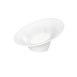 Bol înclinat FLOW IVORY din porțelan alb premium, 17,5 × 15,8 × 9 cm, ideal pentru servirea supelor, salatelor, pastelor și preparatelor gourmet în restaurante și hoteluri.