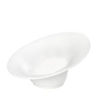 Bol înclinat FLOW IVORY din porțelan alb premium, 21,5 × 19,5 × 11 cm, ideal pentru servirea salatelor, pastelor, preparatelor gourmet și preparatelor asiatice în restaurante și hoteluri.