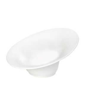 Bol înclinat FLOW IVORY din porțelan alb premium, 21,5 × 19,5 × 11 cm, ideal pentru servirea salatelor, pastelor, preparatelor gourmet și preparatelor asiatice în restaurante și hoteluri.