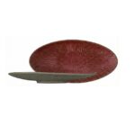 Platou de servire SOUL STONEWARE din gresie ceramică roșie cu model în relief, 25,3 × 12,2 cm ESPiel.