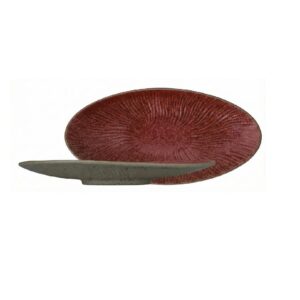 Platou de servire SOUL STONEWARE din gresie ceramică roșie cu model în relief, 25,3 × 12,2 cm ESPiel.