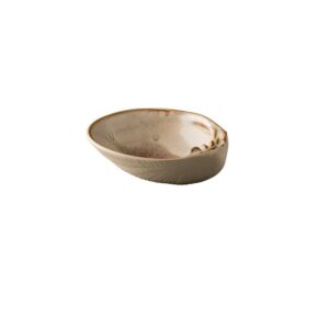 Bol pentru sos Shell Sand Studio RAW din stoneware maro, Ø9,3 cm, cu glazură reactivă și design artizanal.